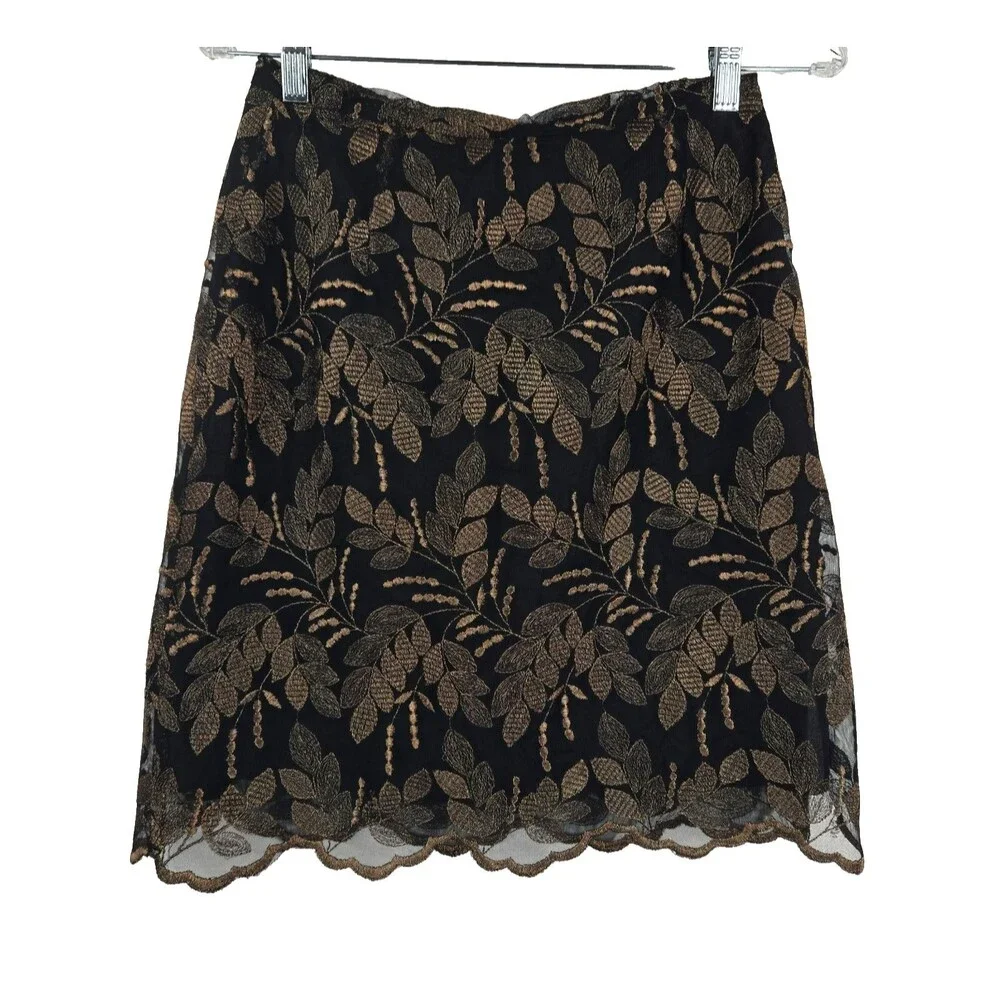 Bloomingdale's Vintage Women's Size 6 Black Copper Pencil Skirt